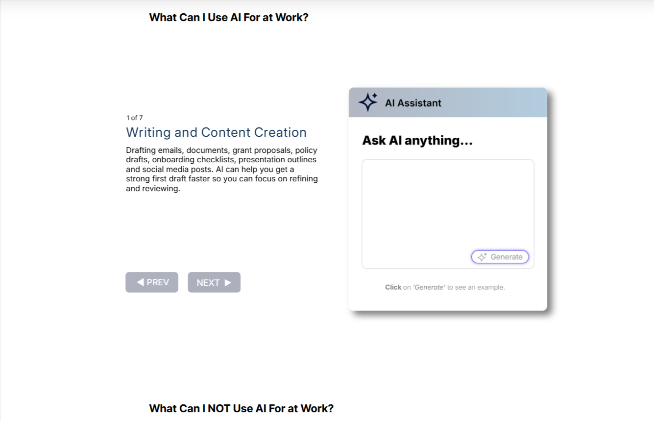 A branching scenario screen showing a manager's request and three response choices